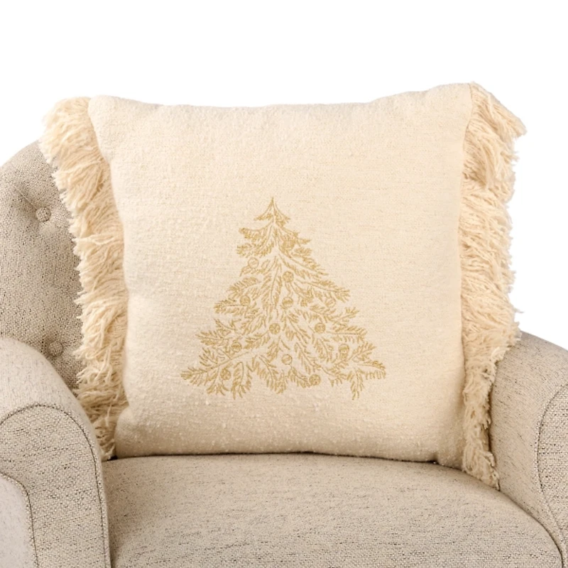 Cream Boucle Christmas Tree Pillow