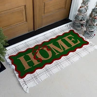 Scalloped Red & Green Home Coir Doormat
