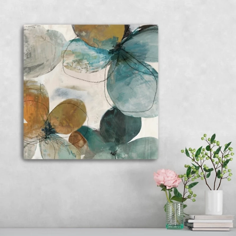 Blue & Orange Bouquet Canvas Art Print