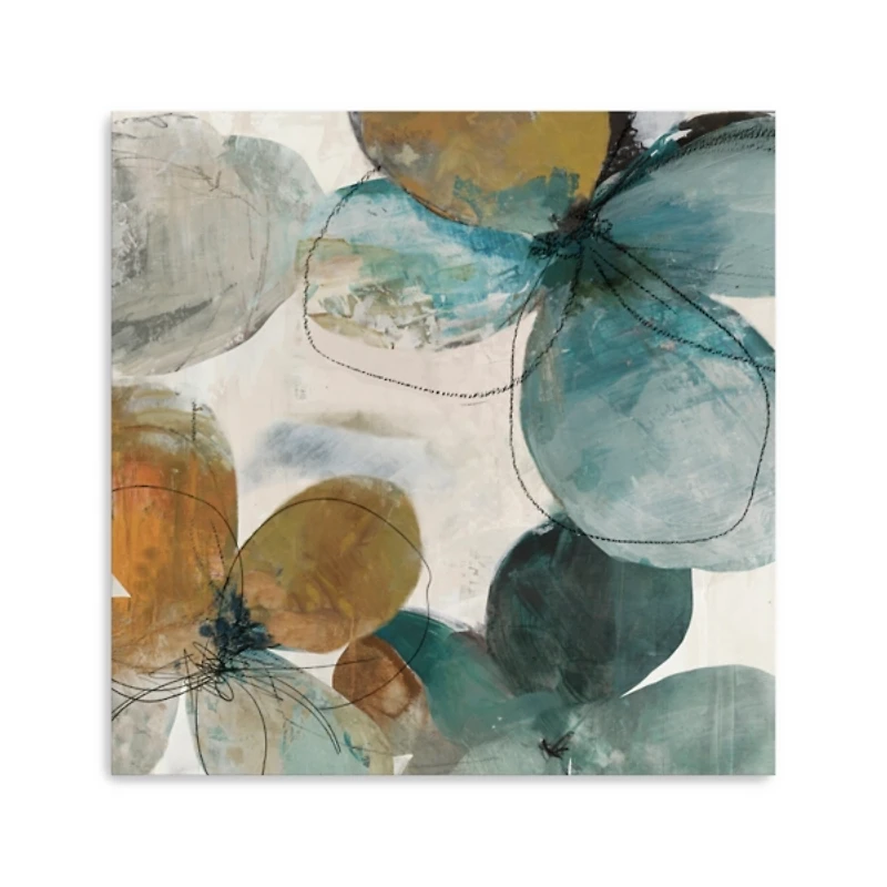 Blue & Orange Bouquet Canvas Art Print, 40x40