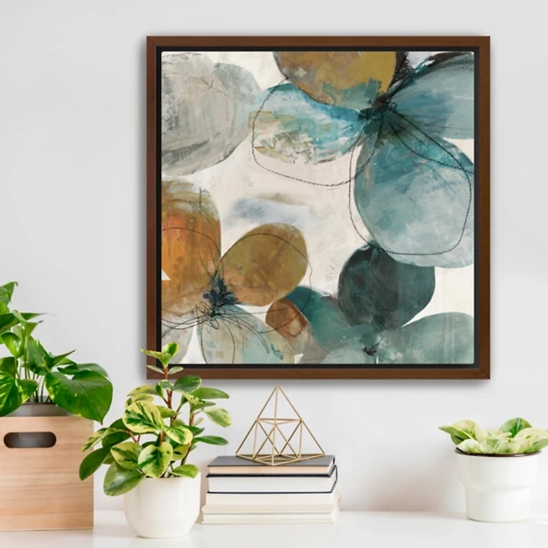 Blue & Orange Bouquet Framed Canvas Print