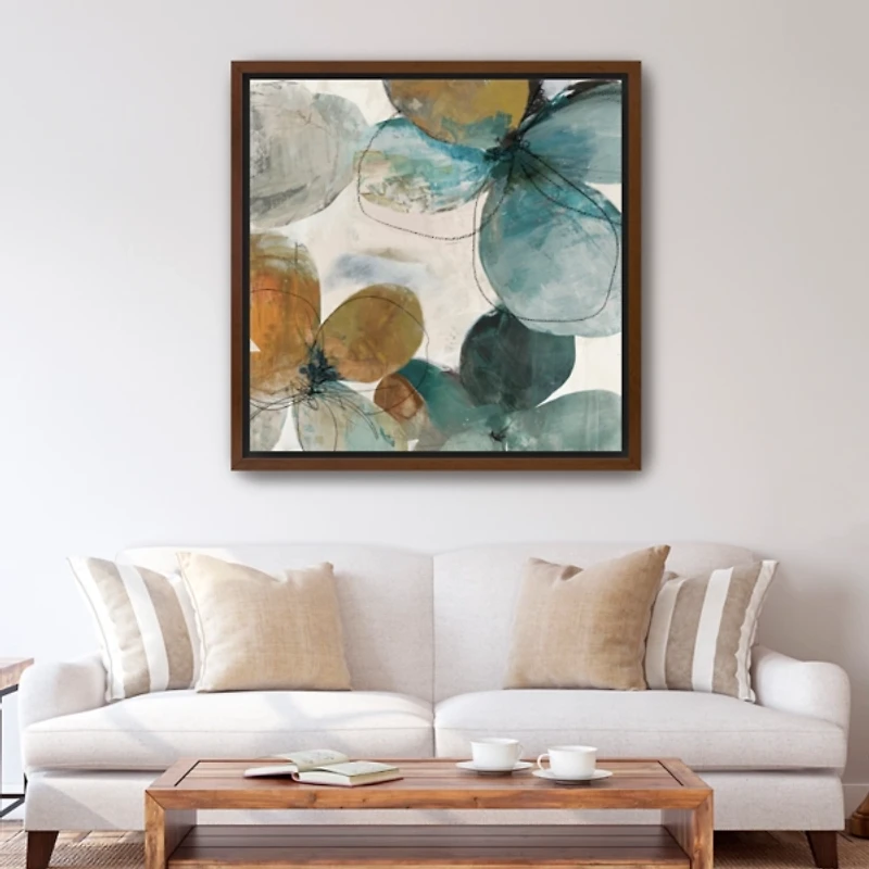 Blue & Orange Bouquet Framed Canvas Print, 40x40