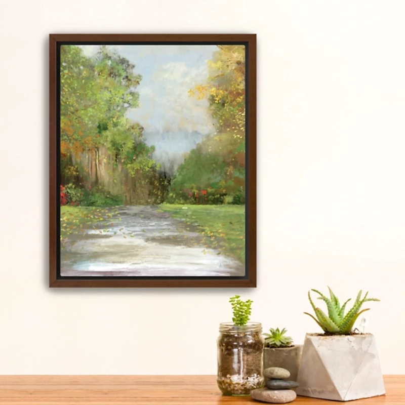 Green Plush Path Framed Canvas Art Print