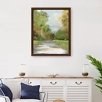 Green Plush Path Framed Canvas Art Print, 26x32