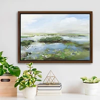 Lily Pond Scene Framed Canvas Art Print
