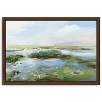 Lily Pond Scene Framed Canvas Art Print