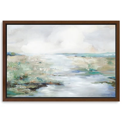 Green Beach Framed Canvas Art Print