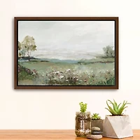 Green Prairie Field Framed Canvas Art Print