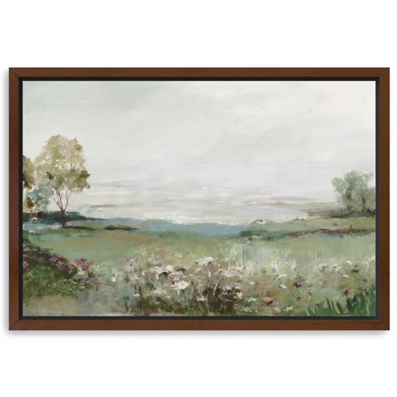 Green Prairie Field Framed Canvas Art Print