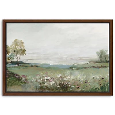 Green Prairie Field Framed Canvas Art Print