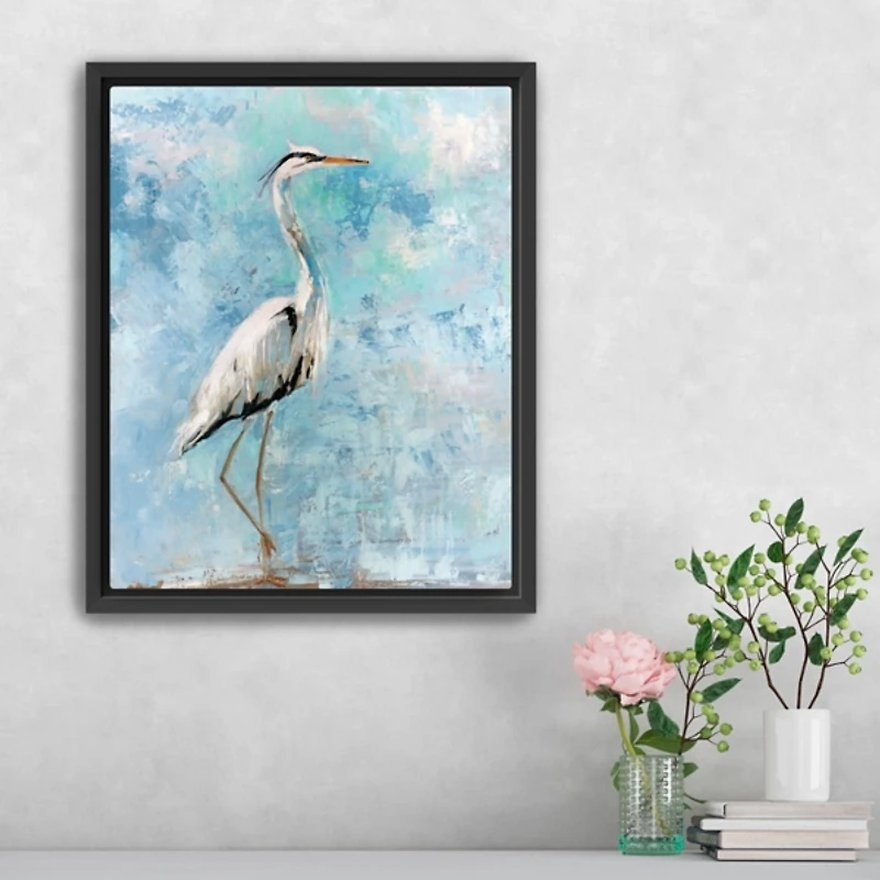 Morning Heron I Framed Canvas Art Print