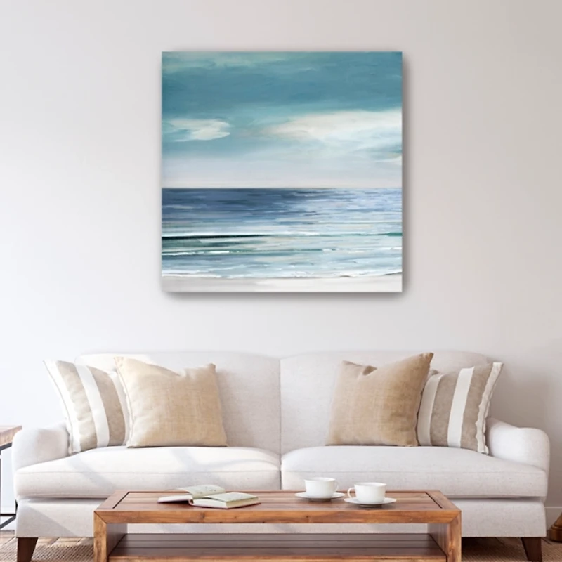 Blue & Silver Shores Canvas Art Print, 40x40