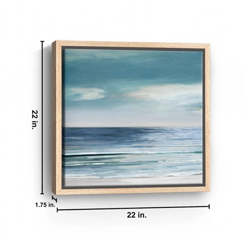 Blue & Silver Shore Framed Canvas Art Print