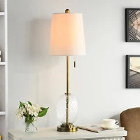 Antique Brass and Clear Glass Buffet Lamp