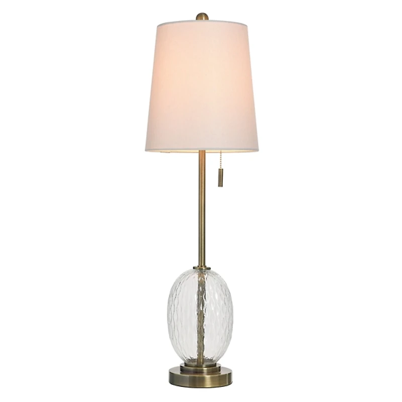 Antique Brass and Clear Glass Buffet Lamp