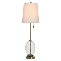 Antique Brass and Clear Glass Buffet Lamp