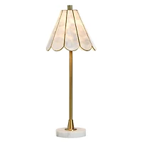 Gold and White Formica Shade Buffet Lamp, 26 in.