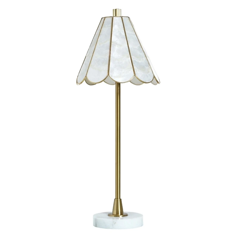 Gold and White Formica Shade Buffet Lamp, 26 in.