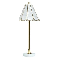Gold and White Formica Shade Buffet Lamp, 26 in.
