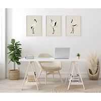 Red Crown Crane Framed Canvas Art Prints, Set of 3