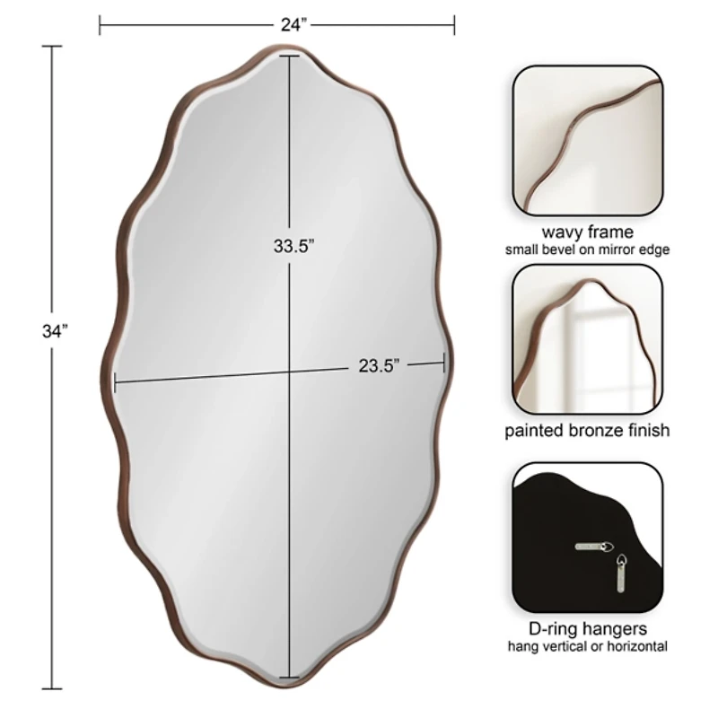 Oval Bronze Viona Scalloped Wall Mirror