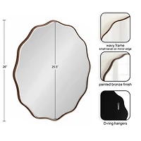 Round Bronze Viona Scalloped Wall Mirror, 26x26