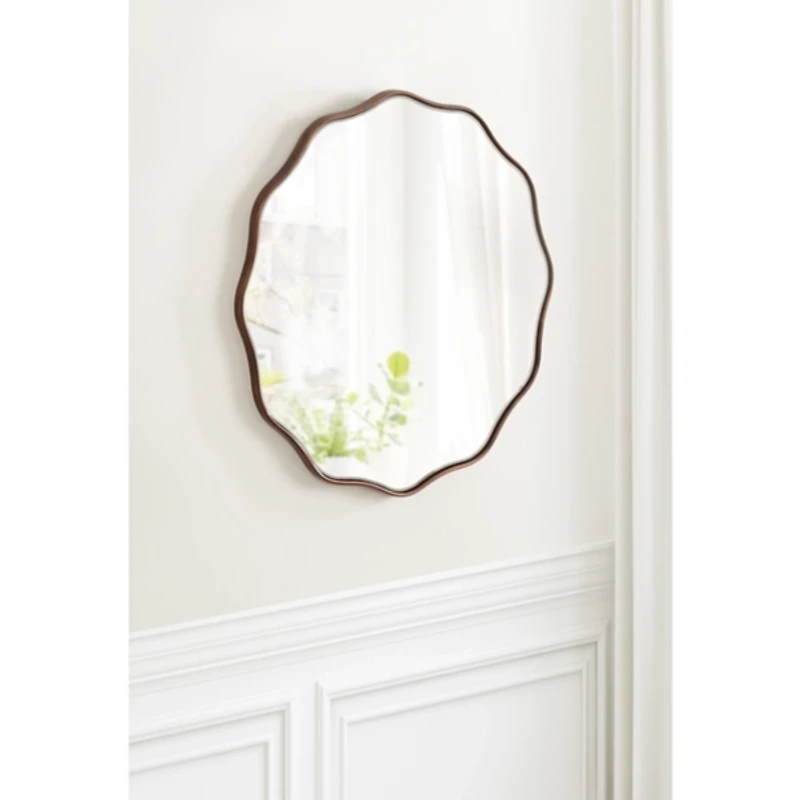 Round Bronze Viona Scalloped Wall Mirror, 26x26