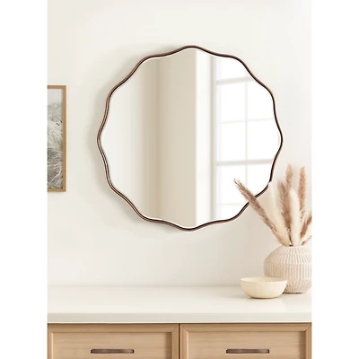 Round Bronze Viona Scalloped Wall Mirror, 26x26