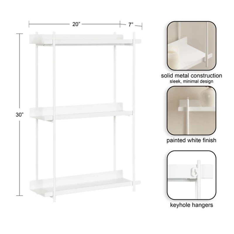 White 3-Tier Dominic Wall Shelf