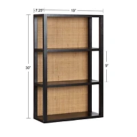 Natural Rattan & Black Wood Ori Wall Shelf