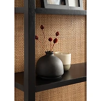 Natural Rattan & Black Wood Ori Wall Shelf