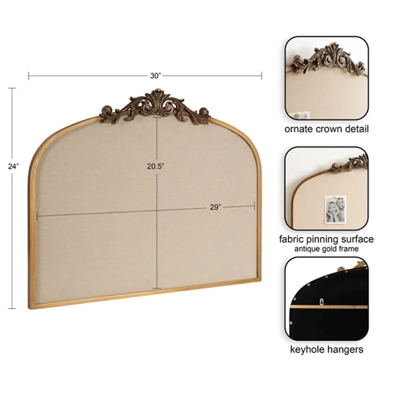 Gold Arendahl Arched Pinboard, 30x24