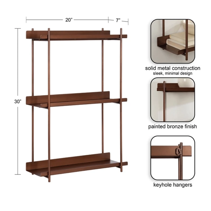 Bronze 3-Tier Dominic Wall Shelf