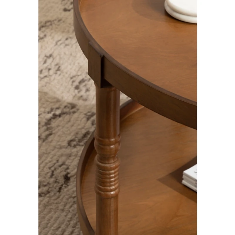 Natural Rustic Bellport Round Coffee Table