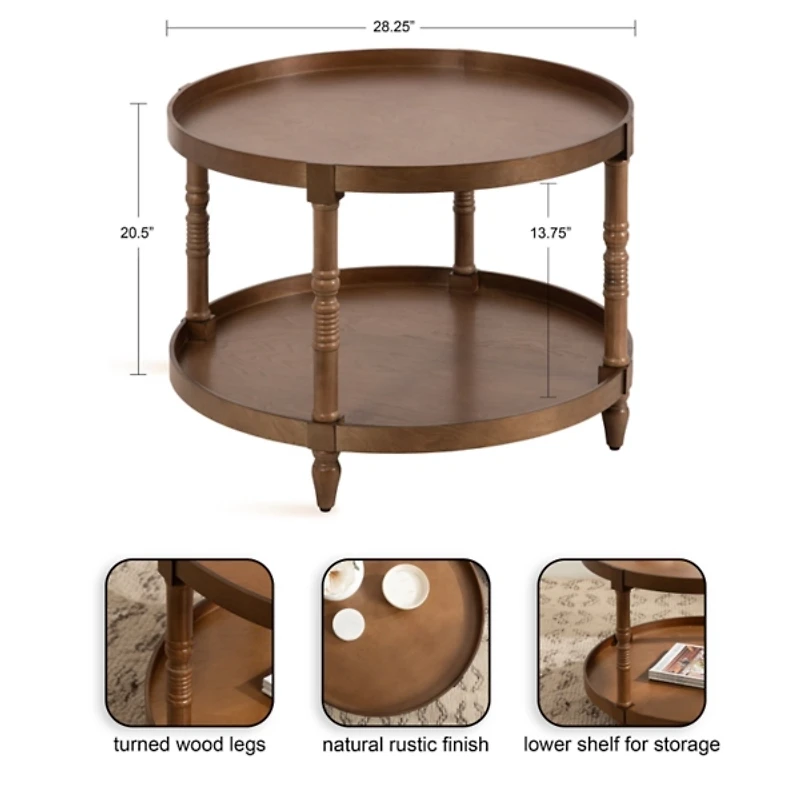 Natural Rustic Bellport Round Coffee Table