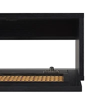 Black Modern Rattan Floating TV Stand