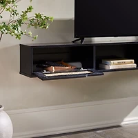 Black Modern Rattan Floating TV Stand