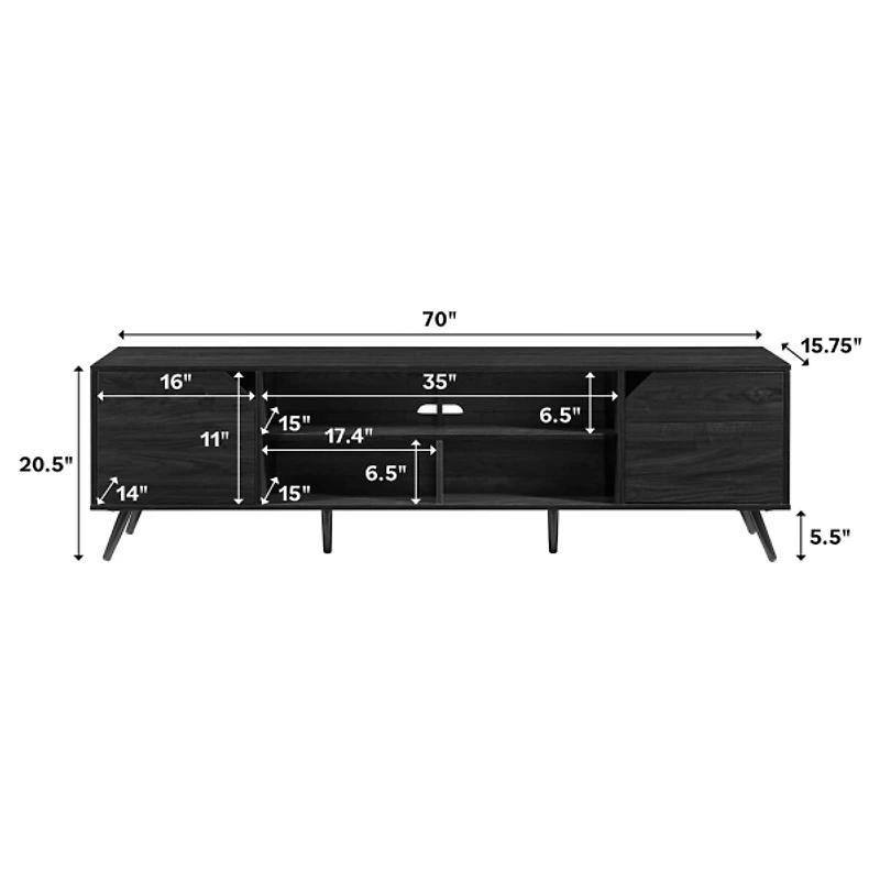 Black Contemporary 2-Door TV Stand