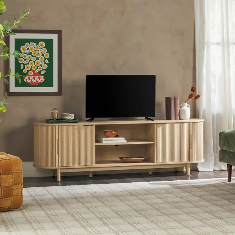 White Oak Modern Reeded TV Stand