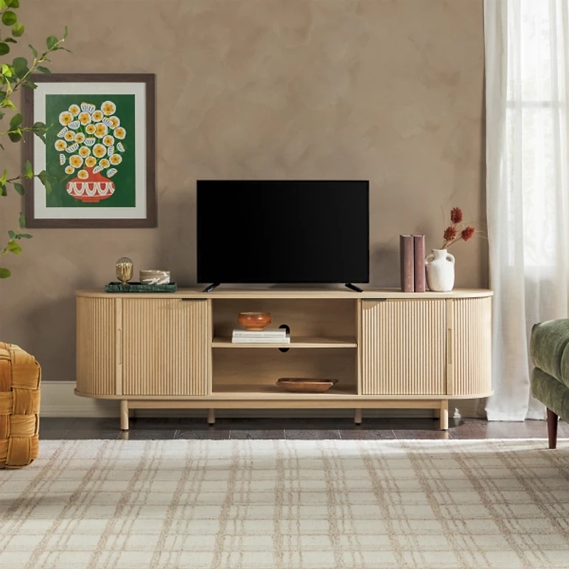 White Oak Modern Reeded TV Stand