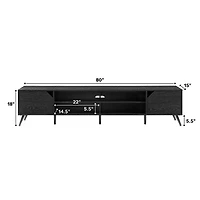 Black Contemporary 2-Door TV Stand, 80 in.