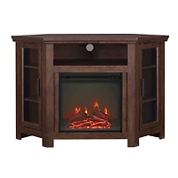 Walnut Fireplace Corner TV Stand