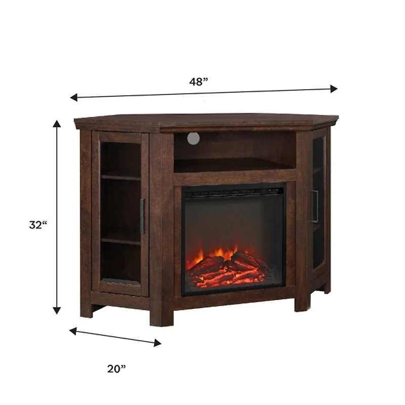 Walnut Fireplace Corner TV Stand