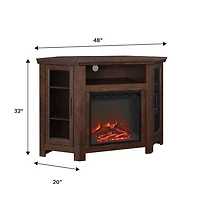 Walnut Fireplace Corner TV Stand