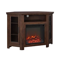 Walnut Fireplace Corner TV Stand