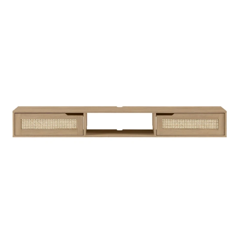 Natural Modern Rattan Long Floating TV Stand