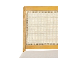 Natural Wood & Rattan Dining Chairs, Set of 2