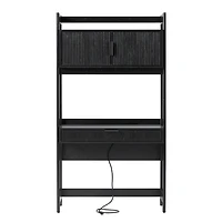 Black Transitional Reeded Hutch Desk