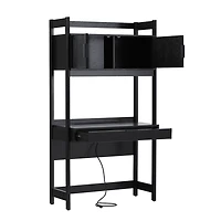 Black Transitional Reeded Hutch Desk