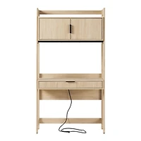 Natural Transitional Reeded Hutch Desk